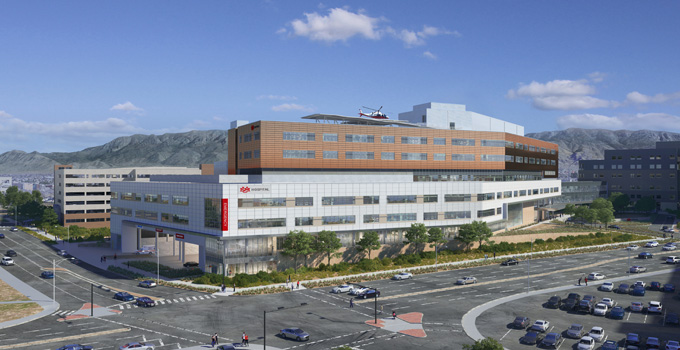 Rendering of new helipaf atop the UNMH Critical Care Tower